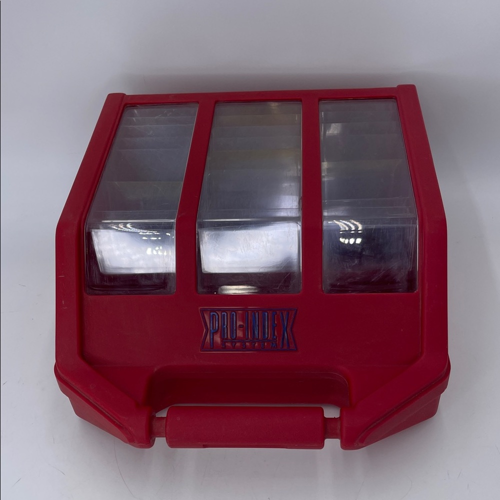 Pro-Index System Red Storage Box with Clear Lids For Card Collectors